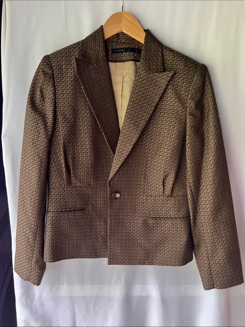 Perry Ellis Brown Textured Blazer Jacket